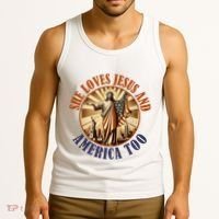 She Loves Jesus And America Too Jesus Lover Tank Top thumb 3