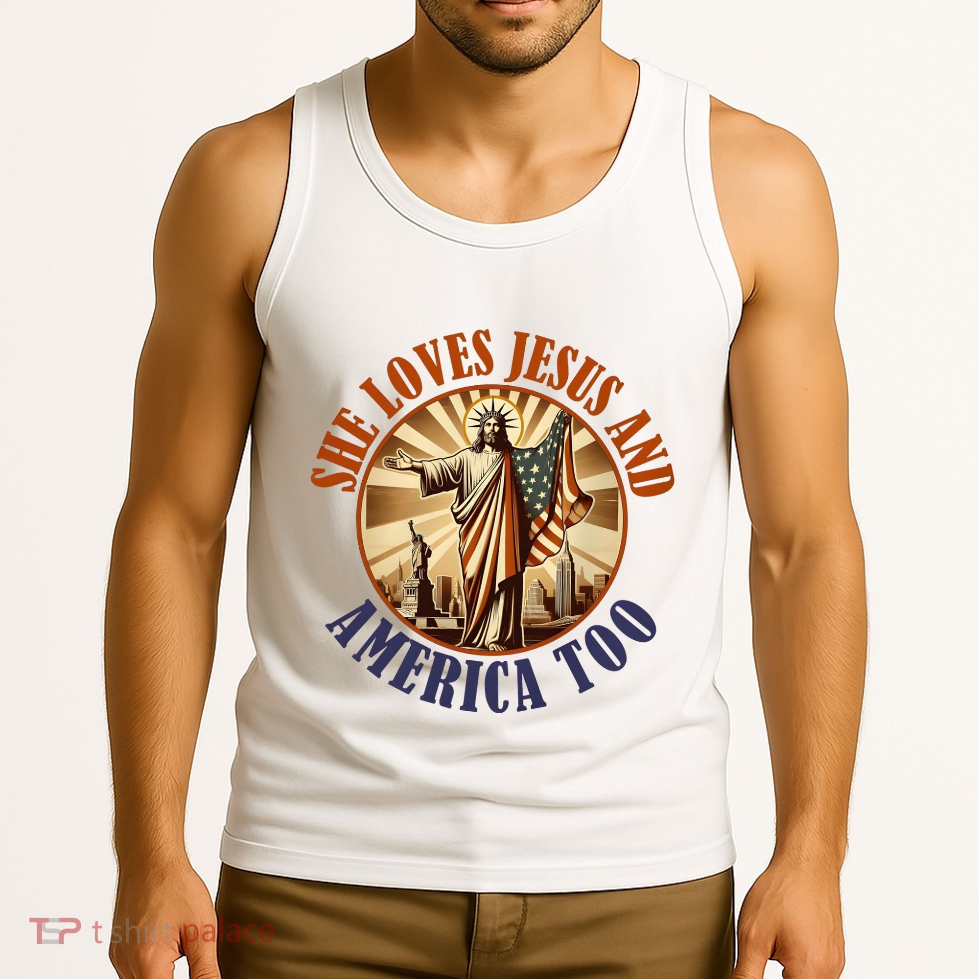 She Loves Jesus And America Too Jesus Lover Tank Top