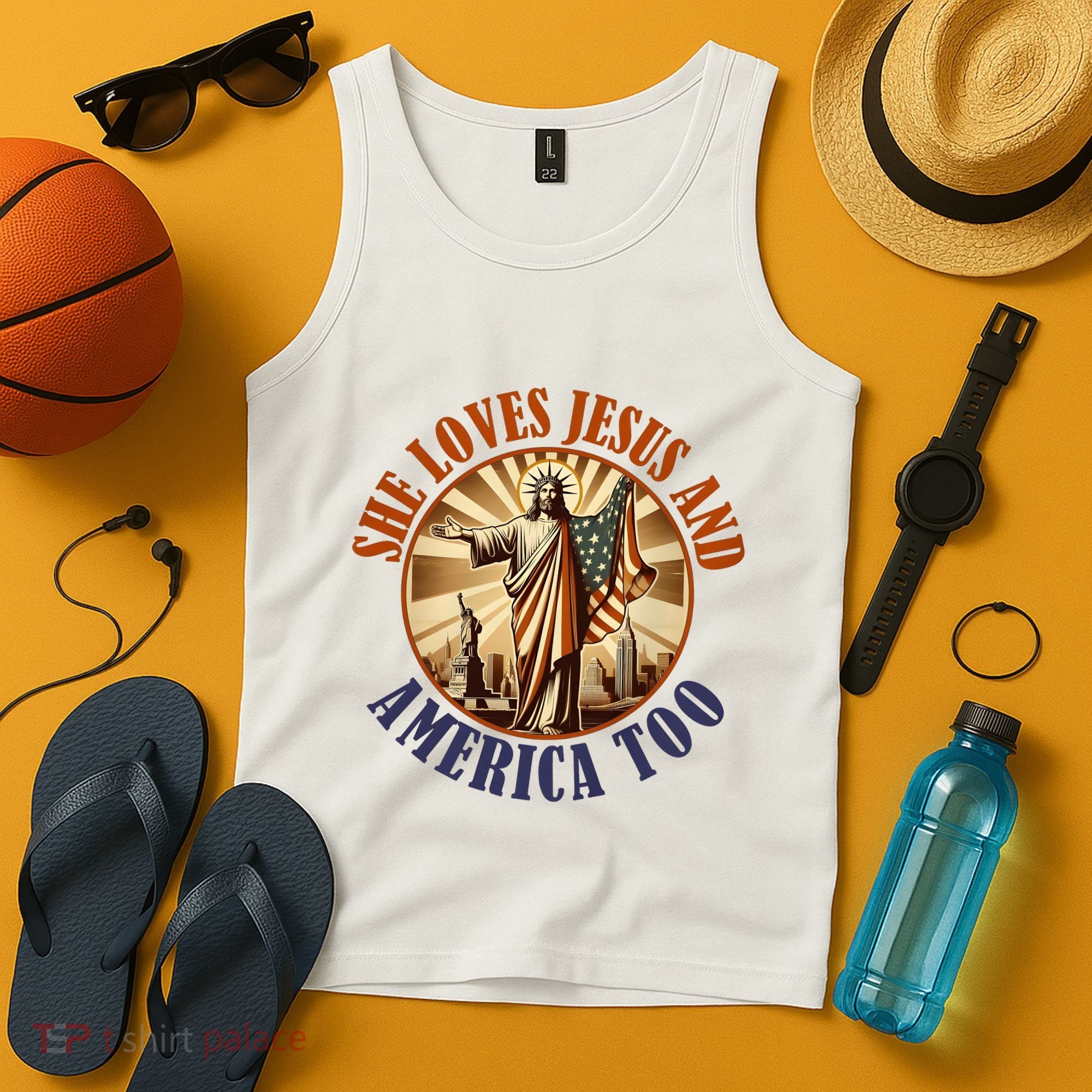 She Loves Jesus And America Too Jesus Lover Tank Top
