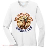 She Loves Jesus And America Too Jesus Lover Women's Long Sleeve Shirt thumb 0