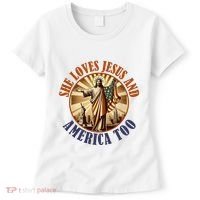 She Loves Jesus And America Too Jesus Lover Women's T-Shirt thumb 0