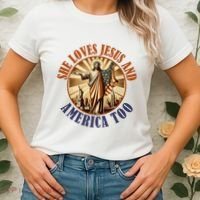 She Loves Jesus And America Too Jesus Lover Women's T-Shirt thumb 2