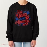 She Loves Jesus And America Too Women's Sweatshirt thumb 0