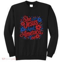 She Loves Jesus And America Too Sweatshirt thumb 0