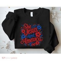 She Loves Jesus And America Too Sweatshirt thumb 2