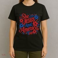 She Loves Jesus And America Too T-Shirt thumb 4