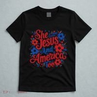 She Loves Jesus And America Too T-Shirt thumb 5