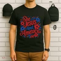 She Loves Jesus And America Too T-Shirt thumb 6