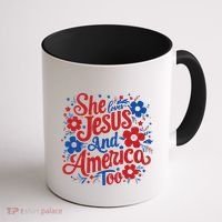 She Loves Jesus And America Too Coffee Mug thumb 1