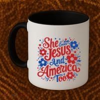She Loves Jesus And America Too Coffee Mug thumb 2