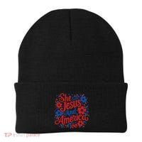 She Loves Jesus And America Too Beanie thumb 0