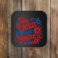 She Loves Jesus And America Too Coaster thumb 0