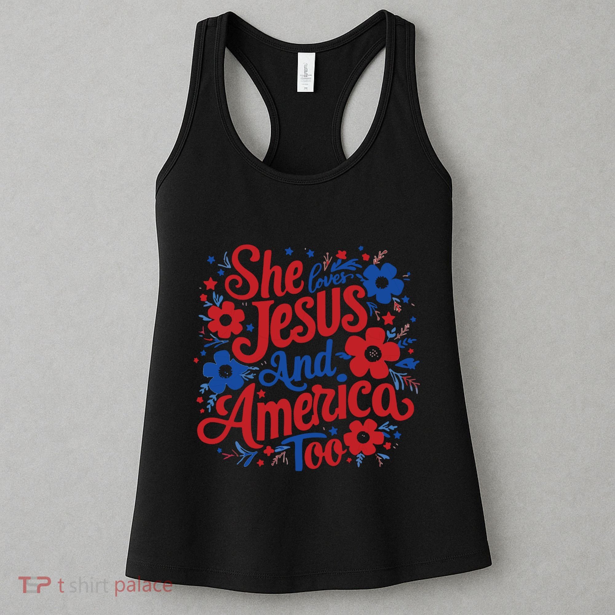 She Loves Jesus And America Too Women's Tank Top