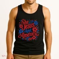 She Loves Jesus And America Too Tank Top thumb 3