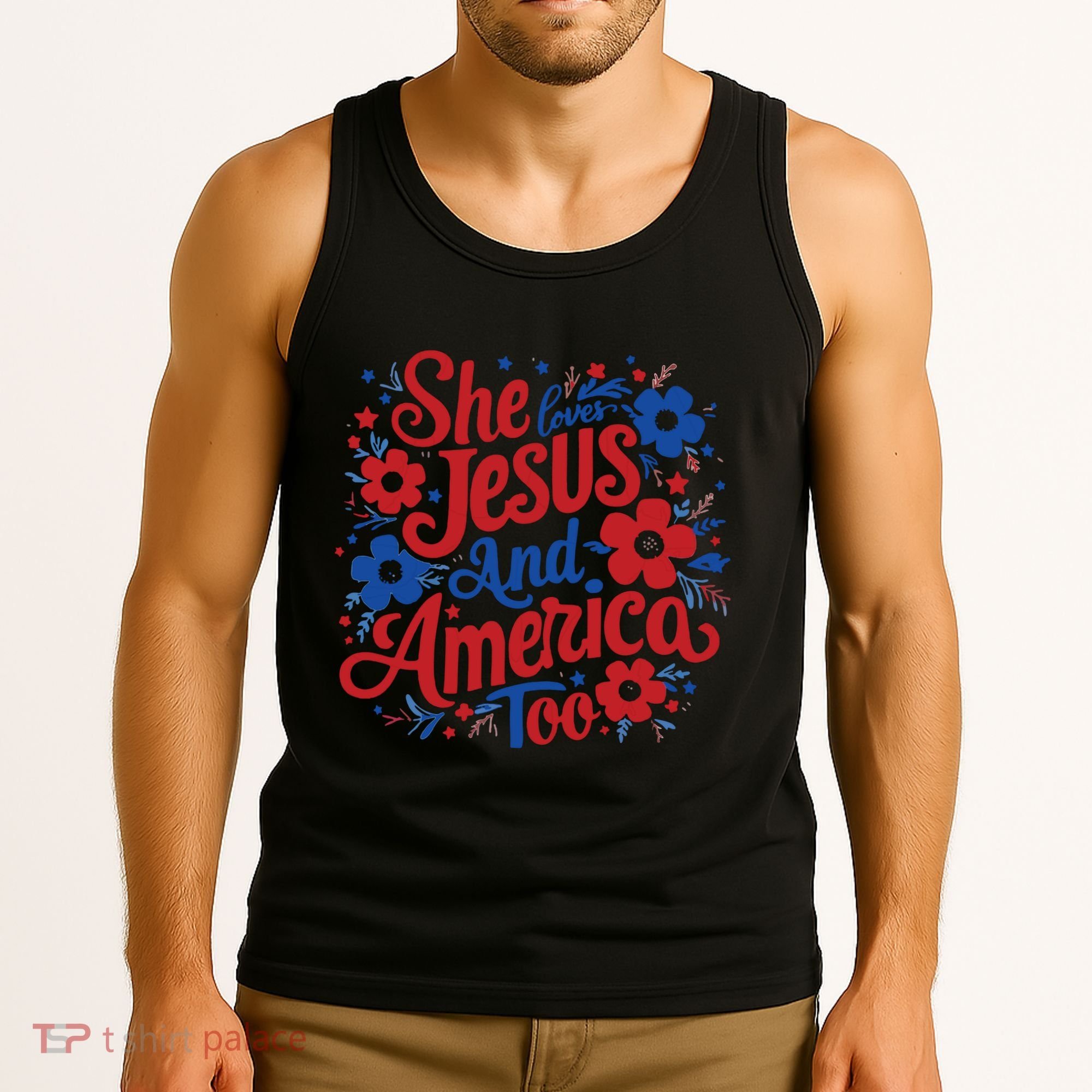 She Loves Jesus And America Too Tank Top