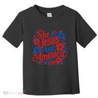 She Loves Jesus And America Too Toddler T-Shirt thumb 0