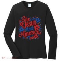 She Loves Jesus And America Too Women's Long Sleeve Shirt thumb 0