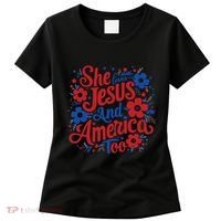 She Loves Jesus And America Too Women's T-Shirt thumb 0