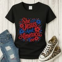 She Loves Jesus And America Too Women's T-Shirt thumb 3