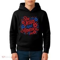 She Loves Jesus And America Too Kids Hoodie thumb 4