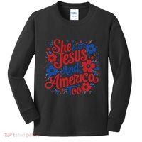 She Loves Jesus And America Too Kids Long Sleeve Shirt thumb 0