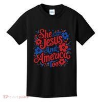 She Loves Jesus And America Too Kids T-Shirt thumb 0