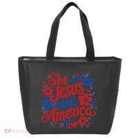 She Loves Jesus And America Too Tote Bag thumb 0