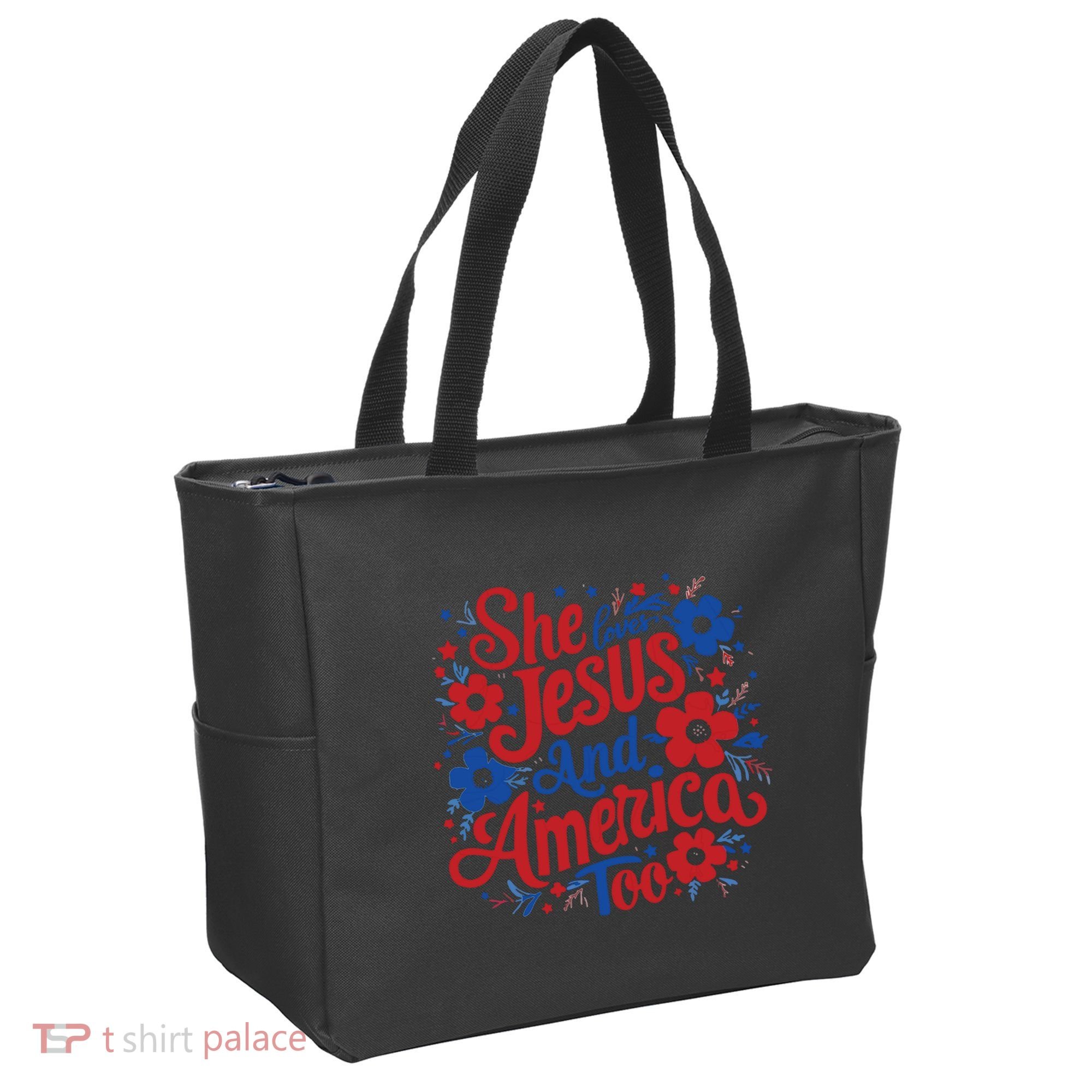 She Loves Jesus And America Too Tote Bag