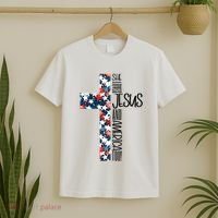 She Loves Jesus And America Too 4th Of July T-Shirt thumb 2