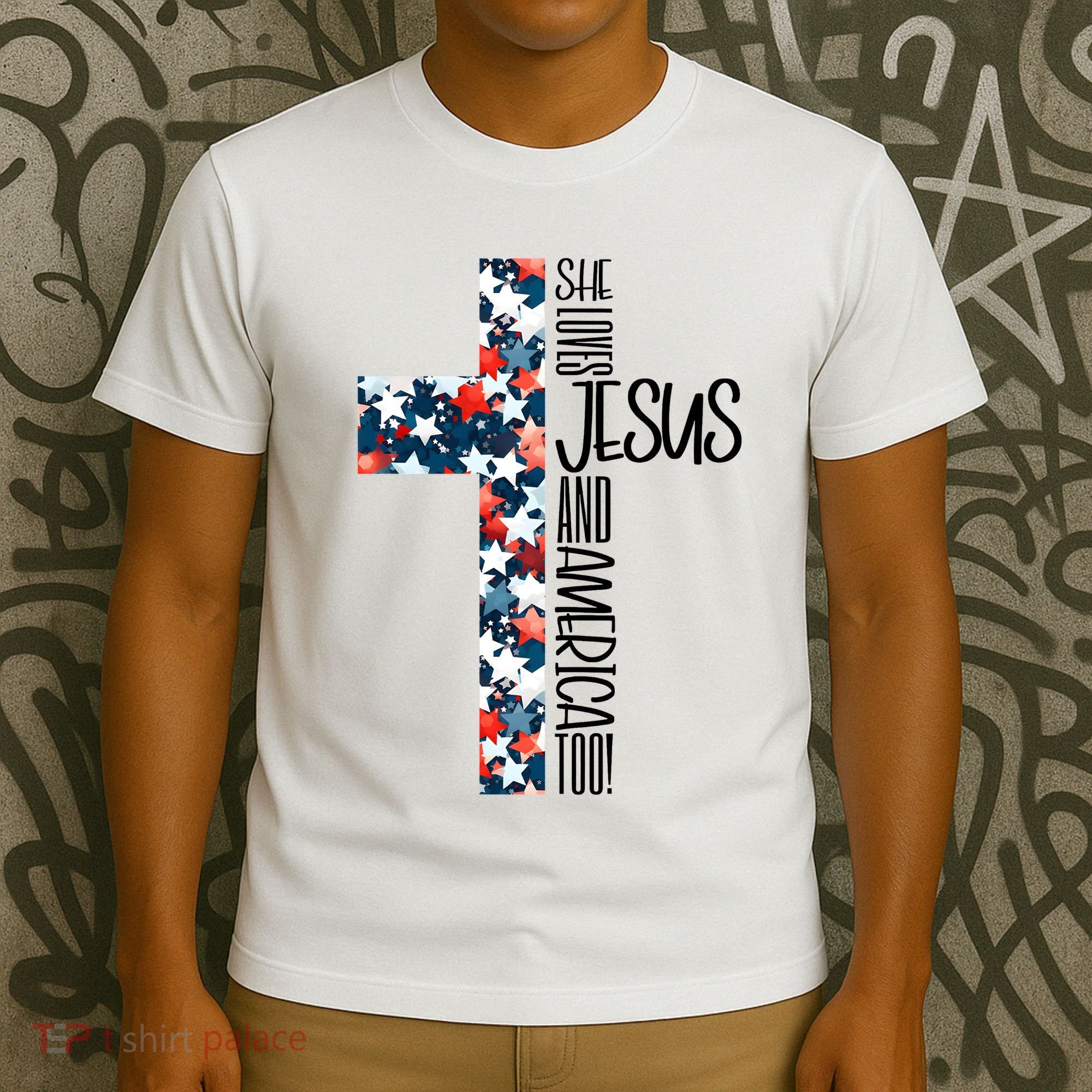 She Loves Jesus And America Too 4th Of July T-Shirt