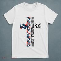 She Loves Jesus And America Too 4th Of July T-Shirt thumb 5