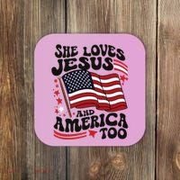 She Loves Jesus And America Christian Coaster thumb 0