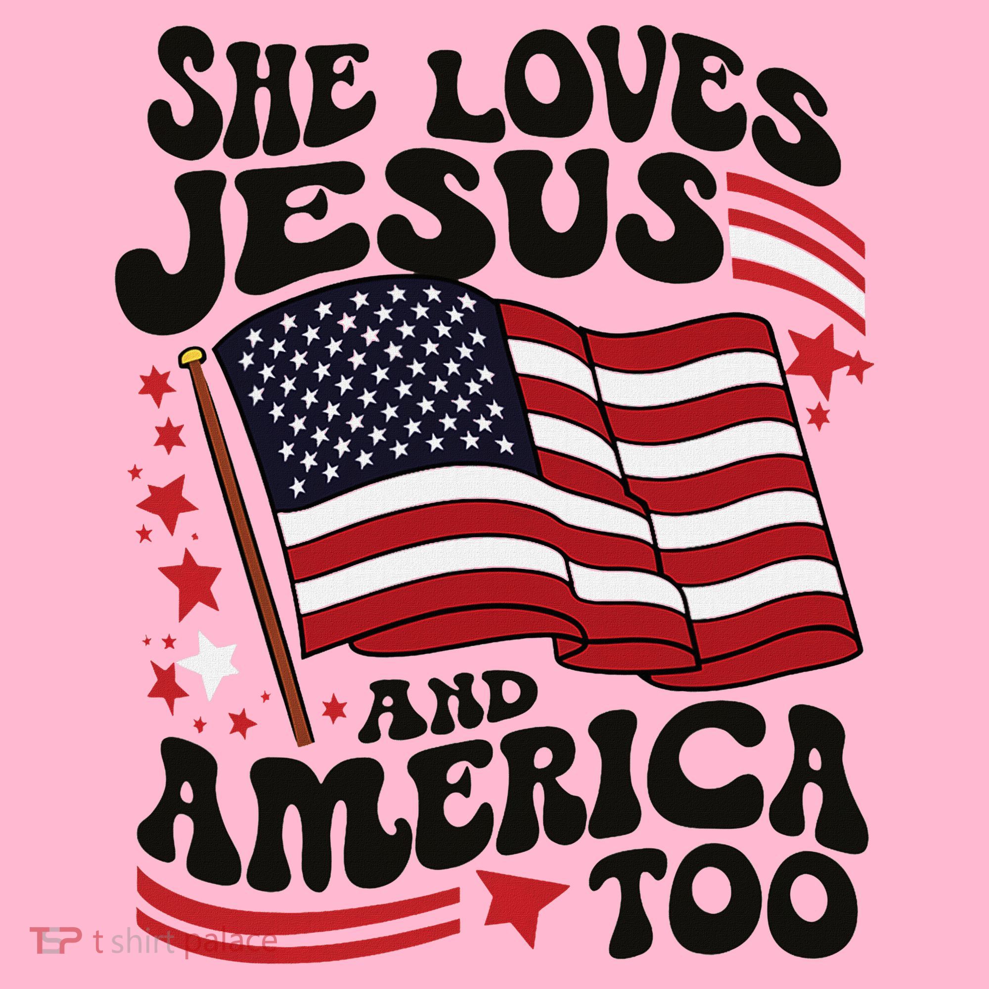 She Loves Jesus And America Christian Coaster