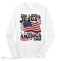 She Loves Jesus And America Christian Long Sleeve Shirt thumb 0