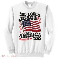 She Loves Jesus And America Christian Sweatshirt thumb 0