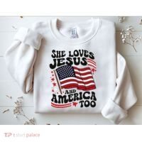 She Loves Jesus And America Christian Sweatshirt thumb 2