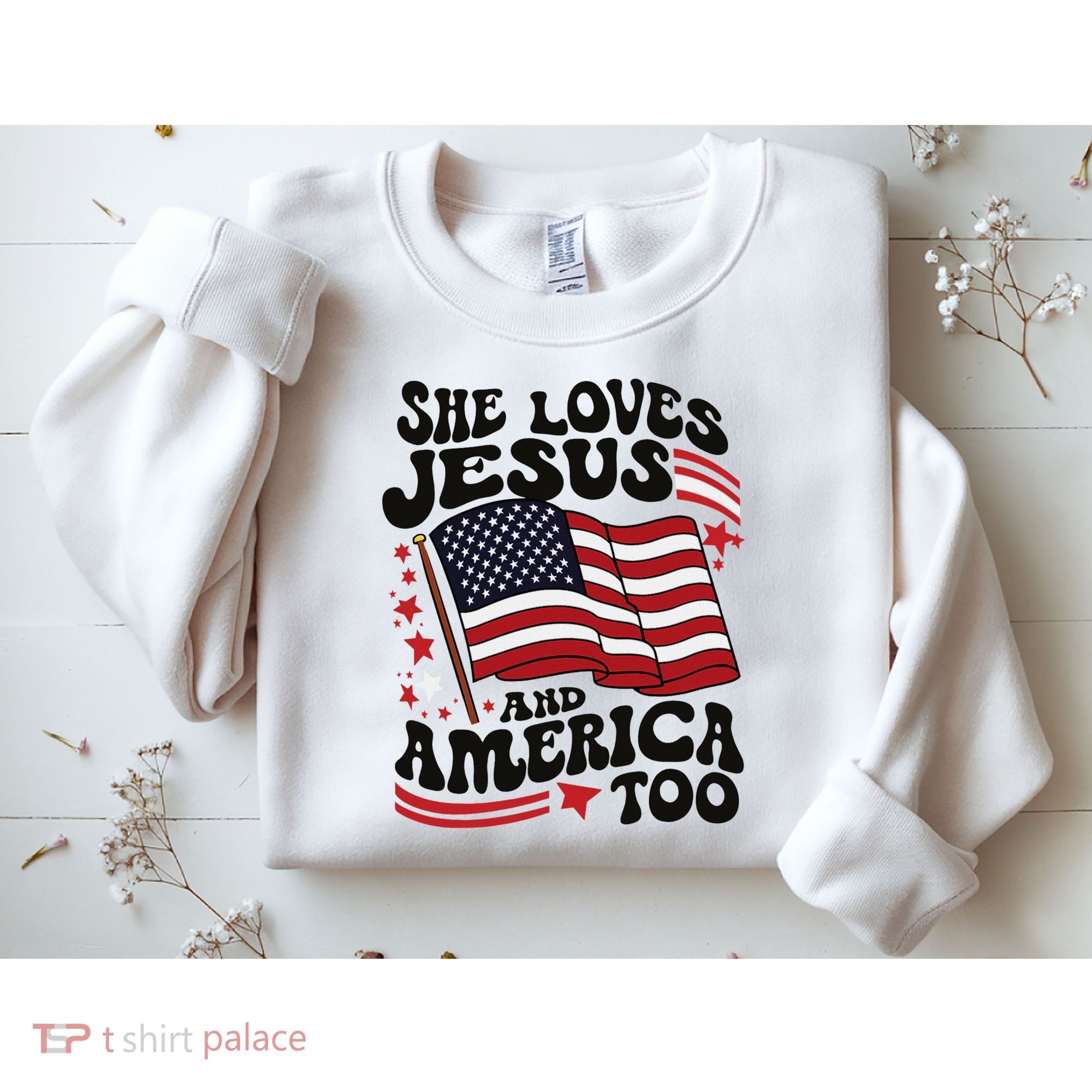 She Loves Jesus And America Christian Sweatshirt