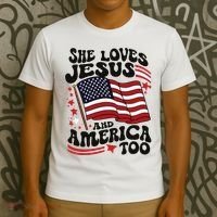She Loves Jesus And America Christian T-Shirt thumb 3
