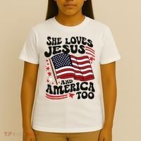 She Loves Jesus And America Christian T-Shirt thumb 4
