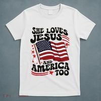 She Loves Jesus And America Christian T-Shirt thumb 5
