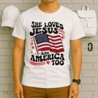 She Loves Jesus And America Christian T-Shirt thumb 6