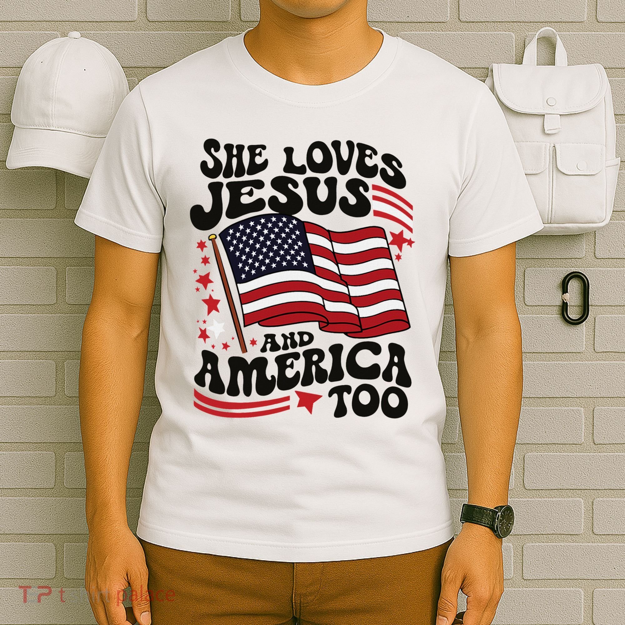 She Loves Jesus And America Christian T-Shirt
