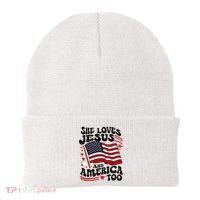 She Loves Jesus And America Christian Beanie thumb 0