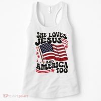 She Loves Jesus And America Christian Women's Tank Top thumb 0