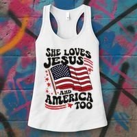 She Loves Jesus And America Christian Women's Tank Top thumb 3