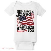 She Loves Jesus And America Christian Baby Bodysuit thumb 0