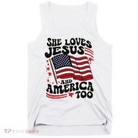 She Loves Jesus And America Christian Tank Top thumb 0