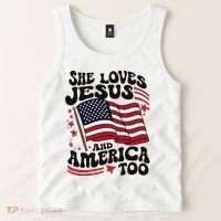 She Loves Jesus And America Christian Tank Top thumb 2