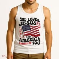 She Loves Jesus And America Christian Tank Top thumb 3