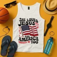 She Loves Jesus And America Christian Tank Top thumb 4